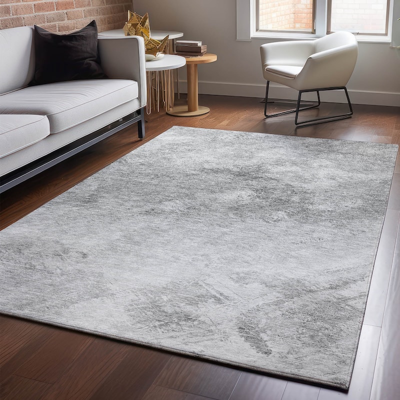 Premium Washable Super Soft Contemporary Abstract Mayfield Rug - Silver - 8' x 10' - Rectangle