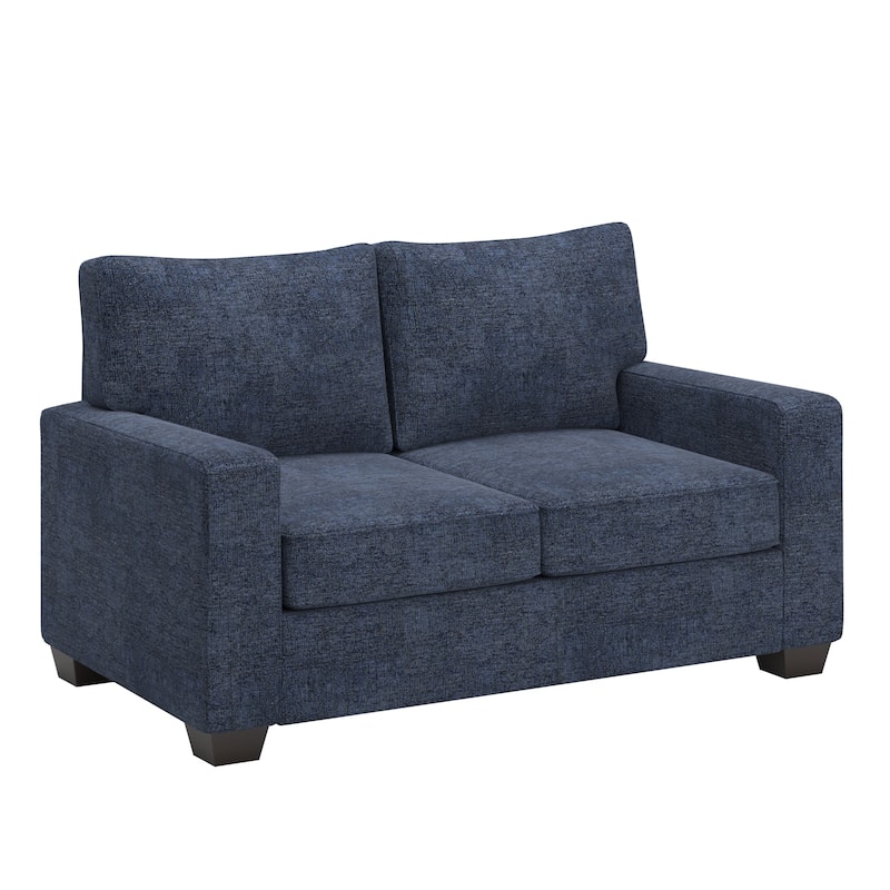 Roros Fabric Upholstered Square Arm Loveseat by iNSPIRE Q Classic - Blue