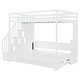 preview thumbnail 6 of 34, Full Over Full Size Bunk Bed with Storage Staircase, Kids Loft Bed with Hydraulic Lift Murphy Bed & Desk