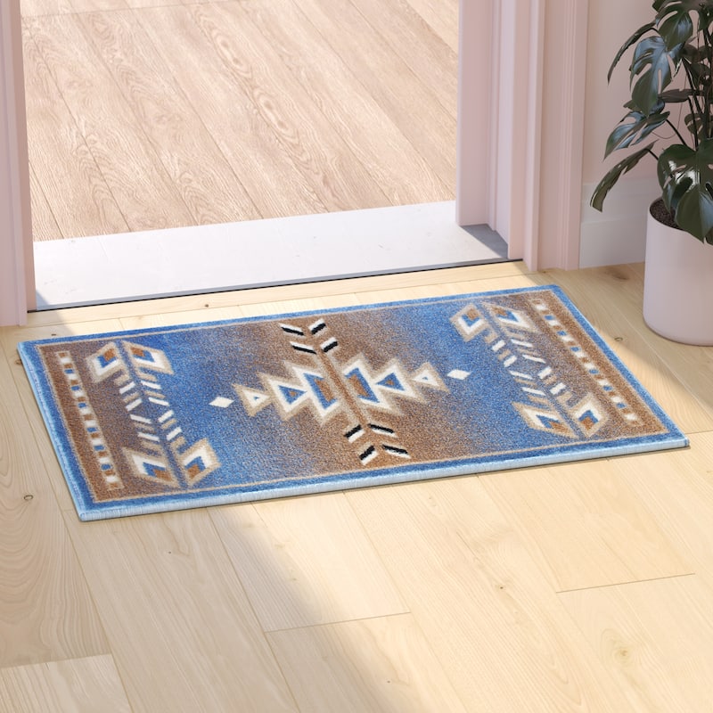 Multipurpose Southwestern Style Patterned Indoor Area Rug - 2' x 3' - Blue