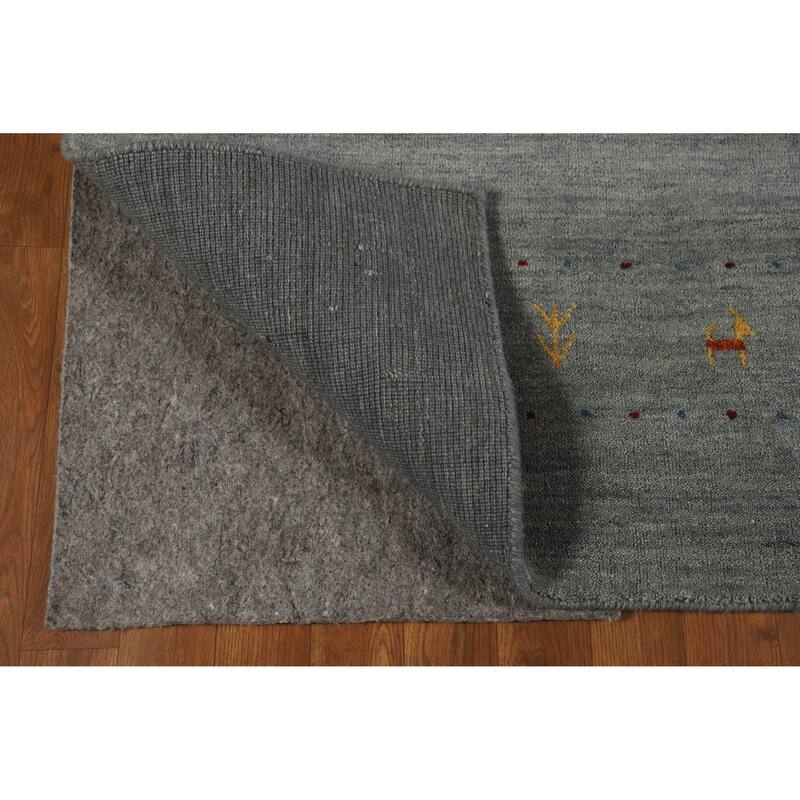 Gray Tribal Gabbeh Indian Area Rug Handmade Wool Carpet - 5'5" x 7'9"