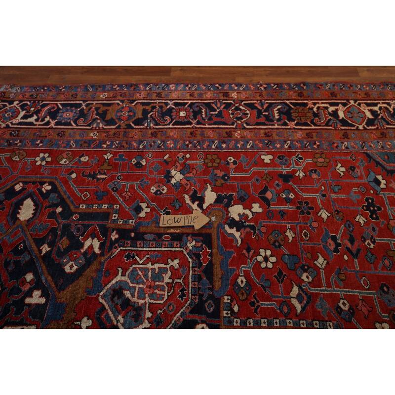 Vegetable Dye Heriz Serapi Persian Large Antique Wool Carpet - 11'1"x 19'5"