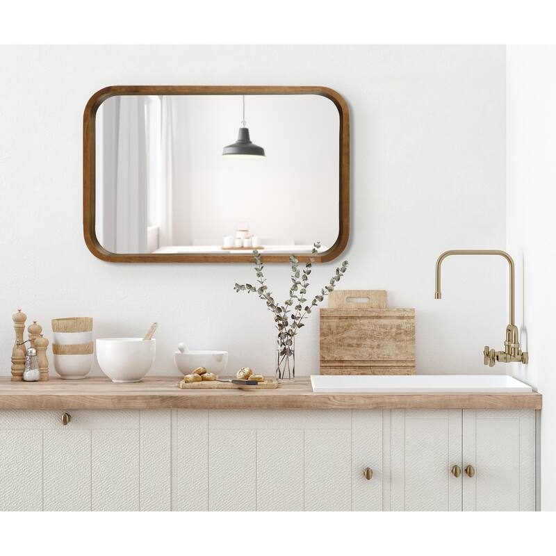 Kate and Laurel Hutton Wood Framed Radius Rectangle Mirror