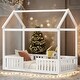 preview thumbnail 13 of 23, Twin Size Wood House Bed with Fence and Door White