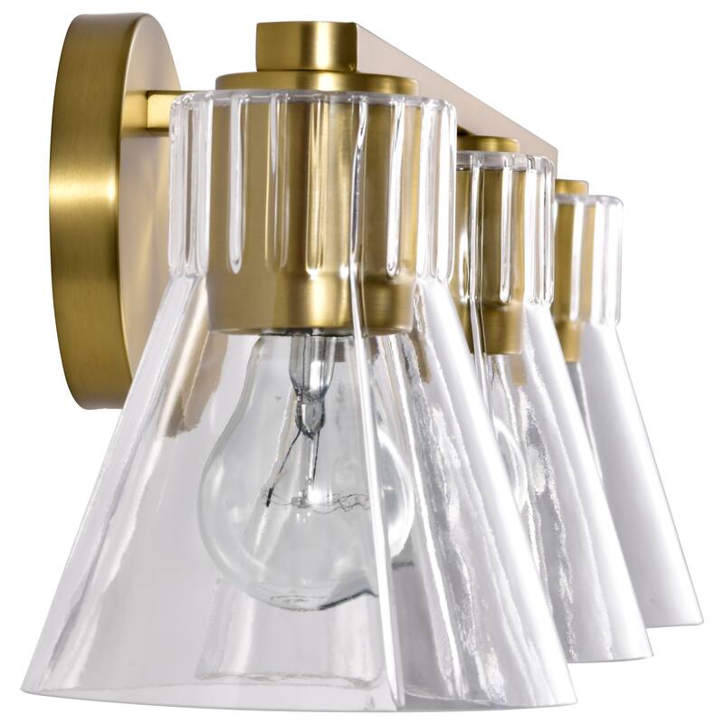 Gianna 3 Light Vanity Vintage Brass Finish Clear Glass - Vintage Brass