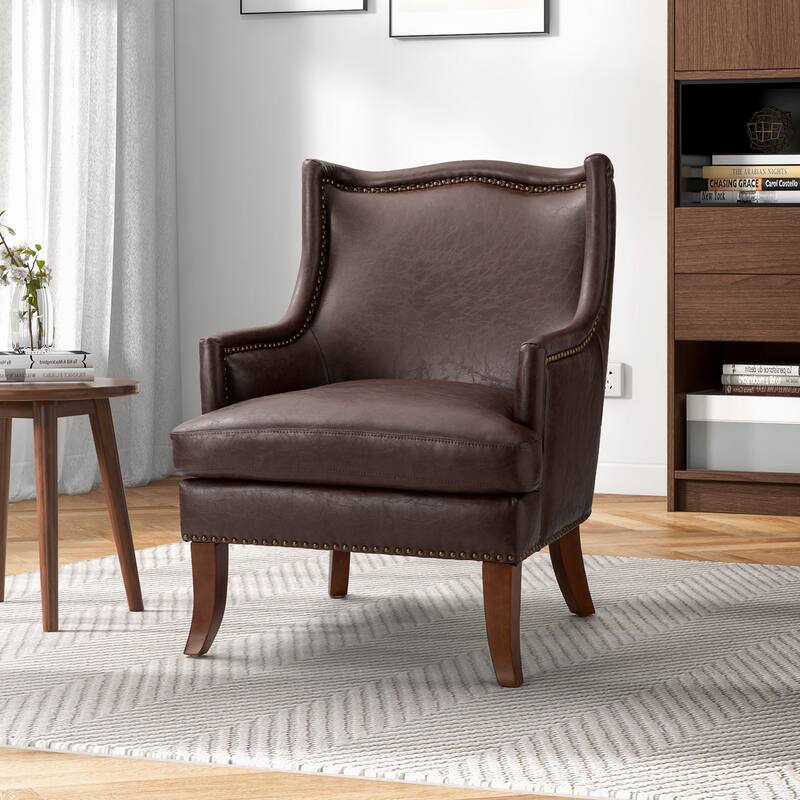 Konrad Comfy Living Room Vegan Leather Armchair by HULALA HOME