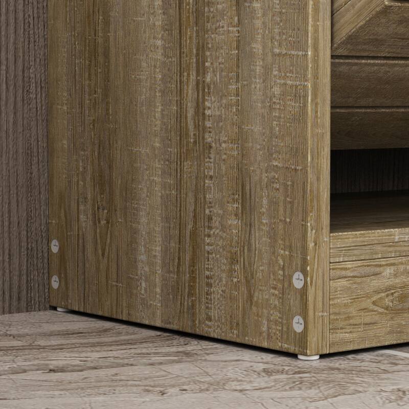 6-12 Pair Shoe Storage Cabinet Two Drawer Space Saving Grey/Oak