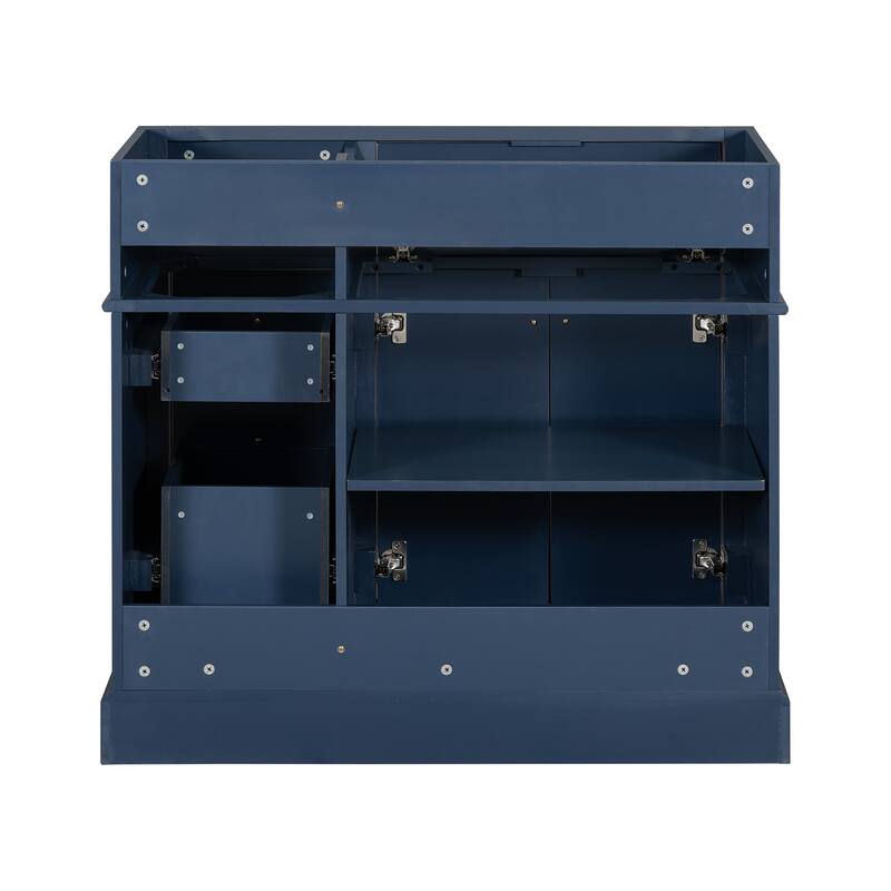 Modern White Bathroom Vanity with 3 Drawers, Soft-Close Hinges, Large Storage, Gold Knobs, and MDF Frame