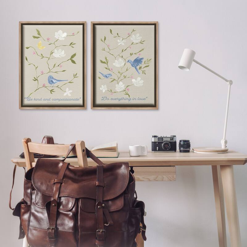 Stupell Floral Comforting Proverbs Framed Floater Canvas Wall Art Design By Lucille Price (Set of 2)