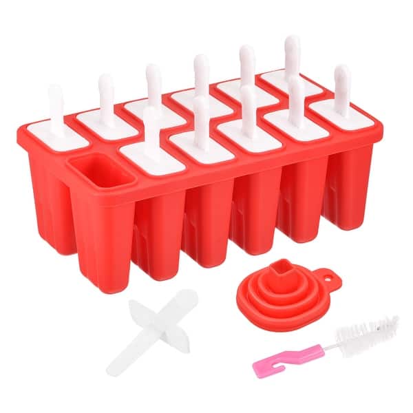 Silicone Ice Pops Molds 12Pcs, with Sticks Funnel and Cleaning Brush