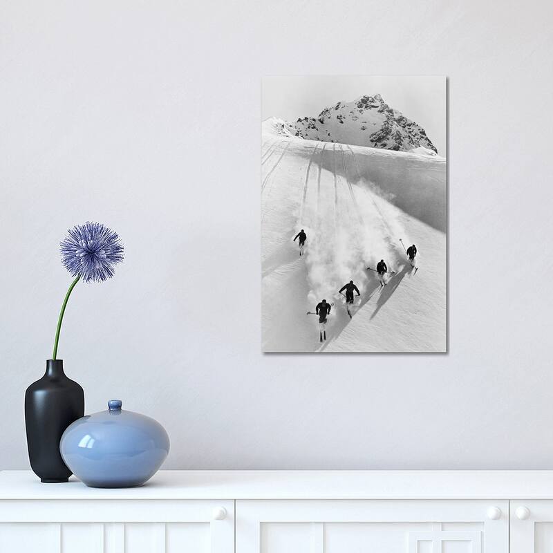 iCanvas "1920s-30s Five Anonymous Men Skiing Down Snow Covered Alps Switzerland" by Vintage Images Canvas Print - 18x12x1.5