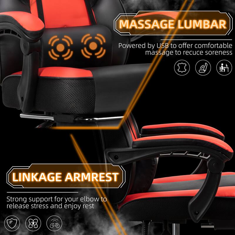 Adjustable Comfortable Game Chair Swiveling PC & Racing with Footrest