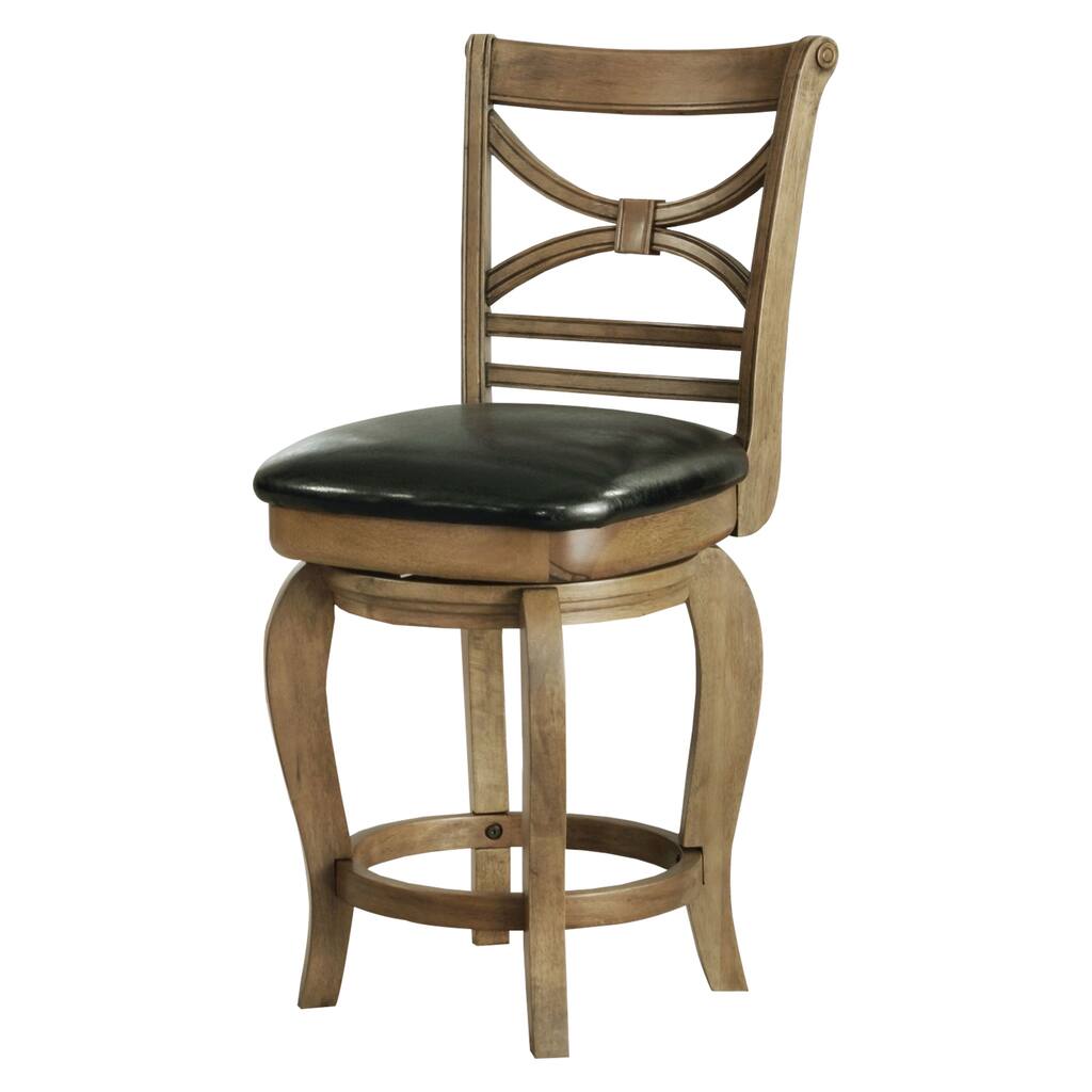 Wooden Swivel Counter Height Stool, Brown and Black