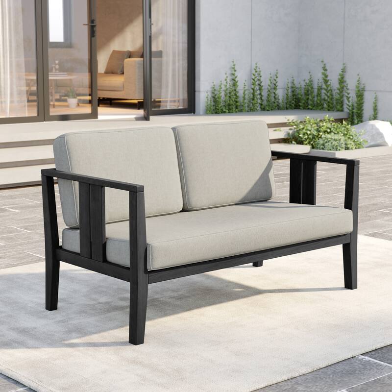 Outdoor Teak Solid Wood Patio Furniture Set Loveseat Armchair Table Collection