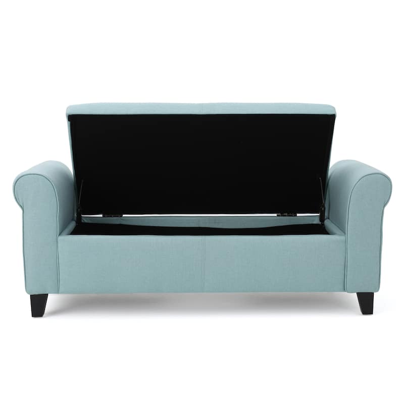 Hayes Contemporary Fabric Upholstered Storage Ottoman Bench with Rolled Arms by Christopher Knight Home