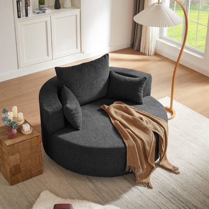 360° Swivel Chair Accent Barrel Chair Swivel Round Sofa Chair with 3 Removable Pillows for Living Room, Bedroom