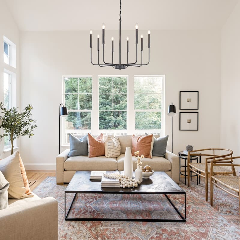 8-Light Farmhouse Traditional Candle Chandelier for Dining Room Bedroom Living Room