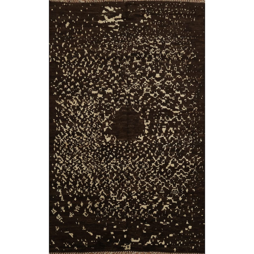 Hand Knotted Oriental 100% Wool Carpet Tribal Abstract Brown Moroccan Area Rug - 7' 11'' X 5' 7''