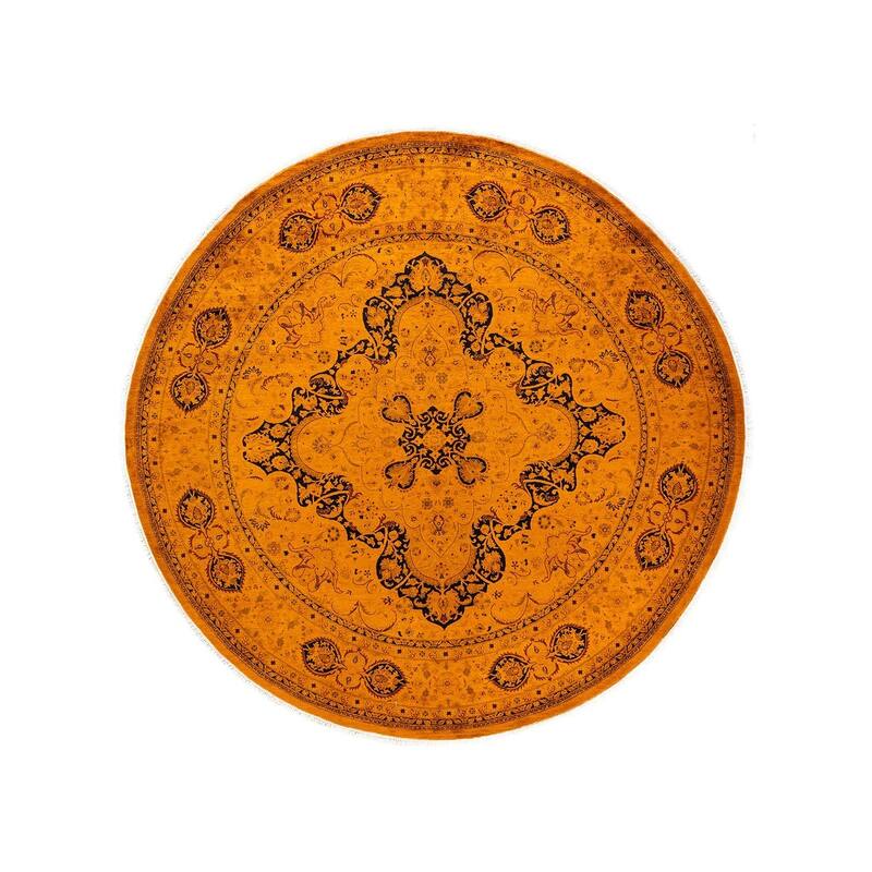 Fine Vibrance, One-of-a-Kind Hand-Knotted Area Rug - Gold, 7' 1" x 7' 1" - 7' 1" x 7' 1"