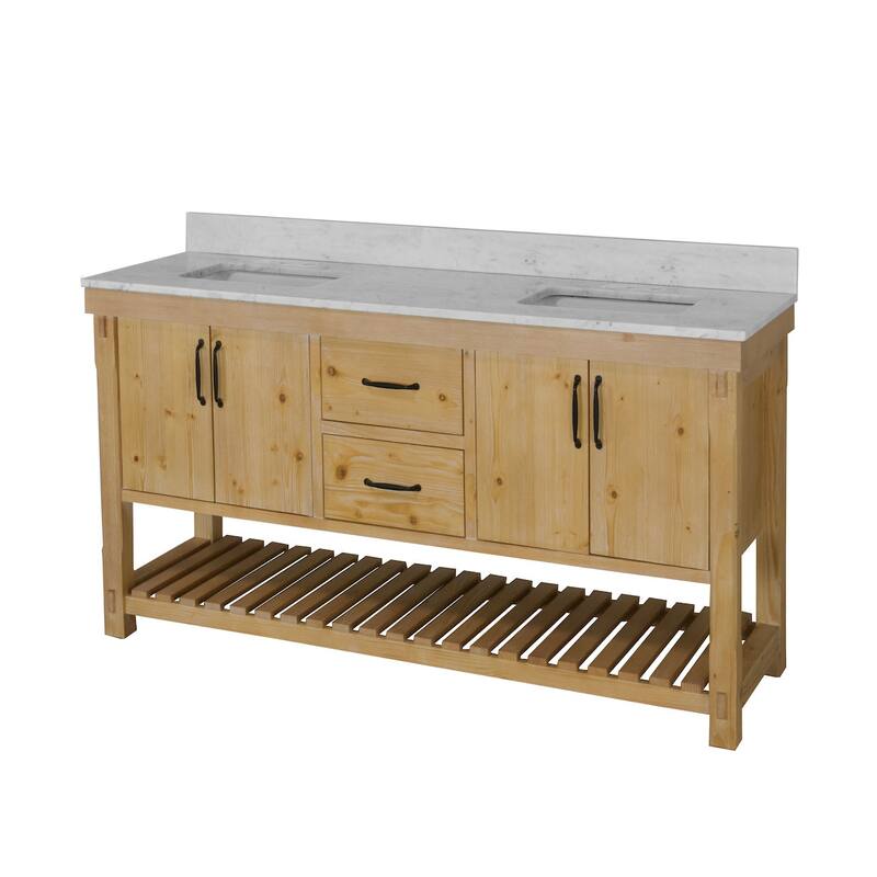 KitchenBathCollection Birmingham 72" Double Bathroom Vanity with Carrara Marble Top
