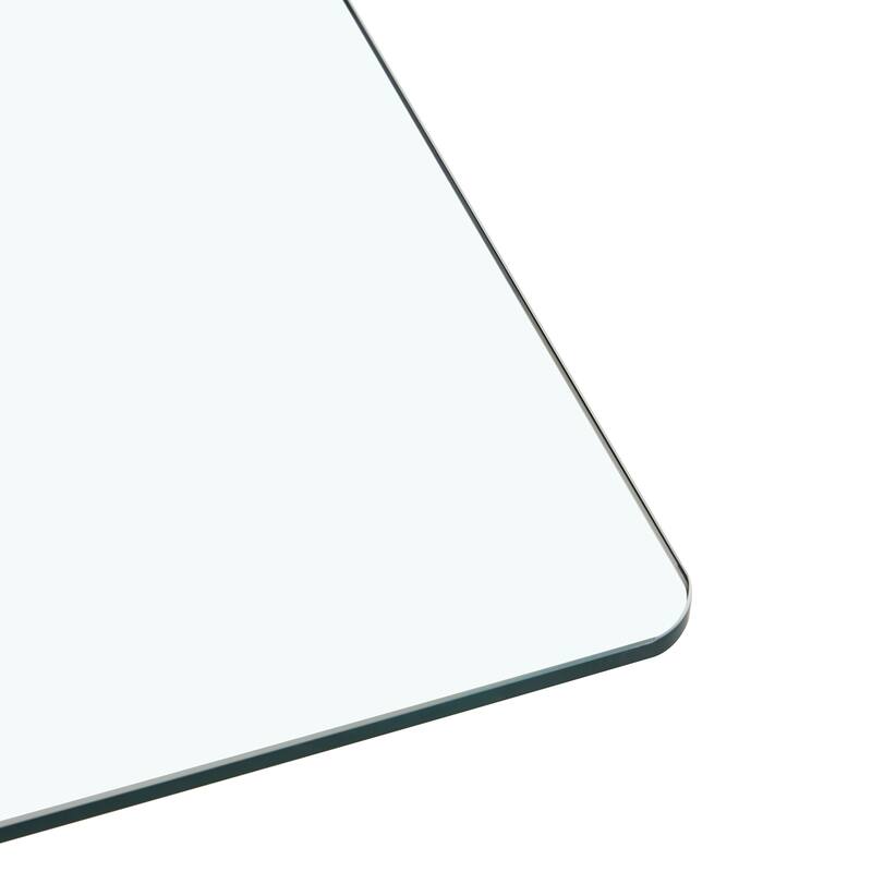 Luxury 7-Piece Dining Table Set 63-Inch Rectangular Glass Table with 6 Faux Leather Chairs Modern Kitchen Dining Table Set for 6