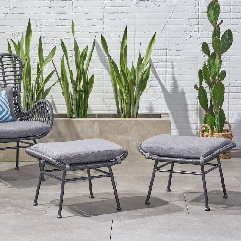 Montana Faux Rattan Outdoor Patio Ottoman Comfortable choice, multiple functions, classic design - Gray