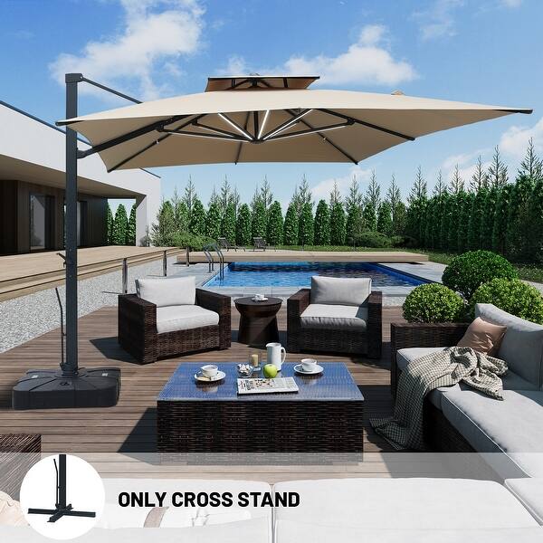 Clihome 13ft Aluminum 2-Top Rectangular Cantilever Market Umbrella with LED Lights - Bed Bath & Beyond - 42735125 Clihome 13ft Aluminum 2-Top Rectangular Cantilever Market Umbrella with LED Lights - Bed Bath & Beyond - 42735125