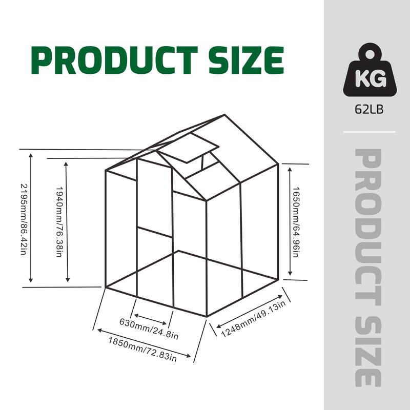 Greenhouse Shed Polycarbonate Plant Shed with UV Protection Garden Shed, Rust-resistant Powder-coated
