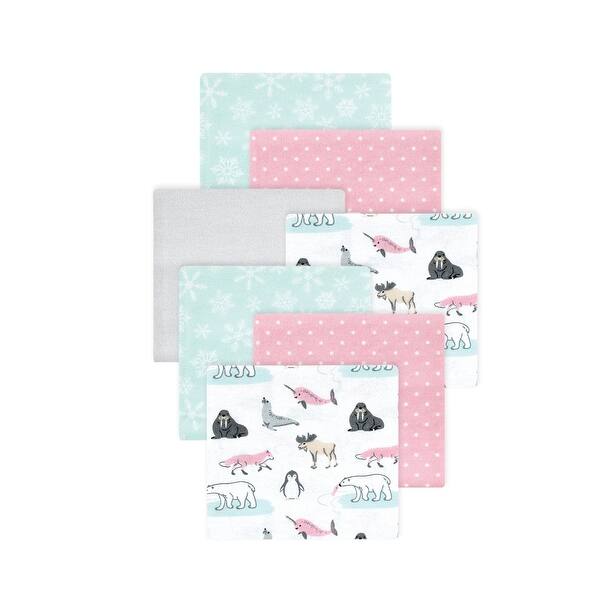 slide 1 of 1, Little Treasure Hudson Baby Girls Cotton Poly Flannel Receiving Blankets Multipack, Pink Arctic Animals, 30x30 inches 30x30 inches - Pink Arctic Animals