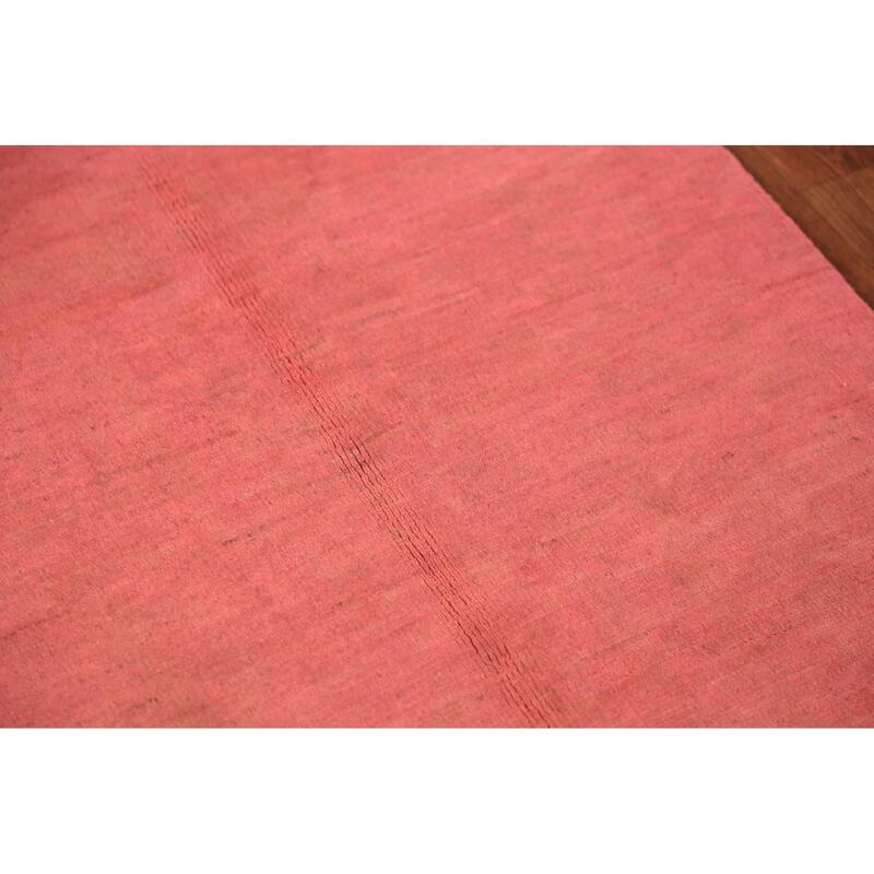 Pink Gabbeh Modern Rug Handmade Solid Wool Carpet - 2'8" x 4'1"