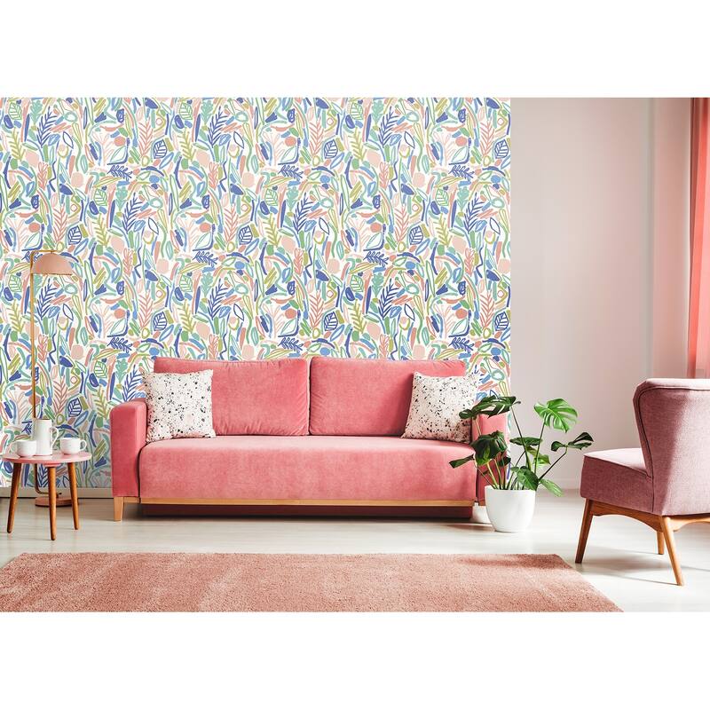 Verdure Pastel Painted Botanical Wallpaper