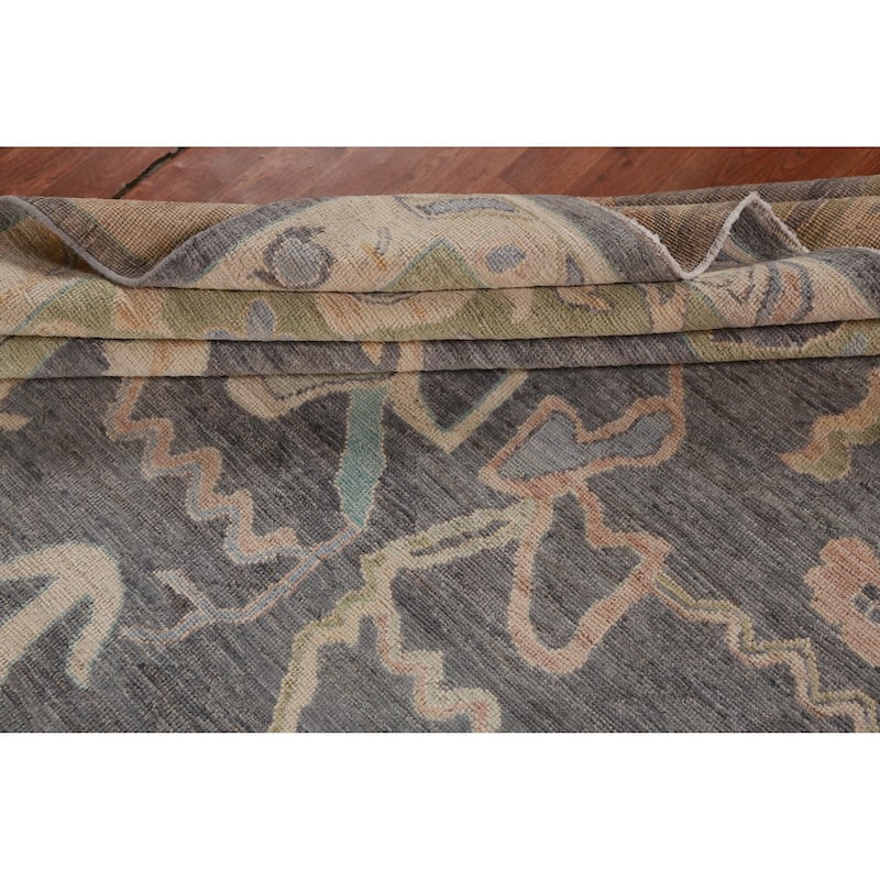 Hand Knotted Oriental 100% Wool Carpet Transitional All-Over Greys & Charcoal Oushak Area Rug - 9' 10'' X 8' 1''