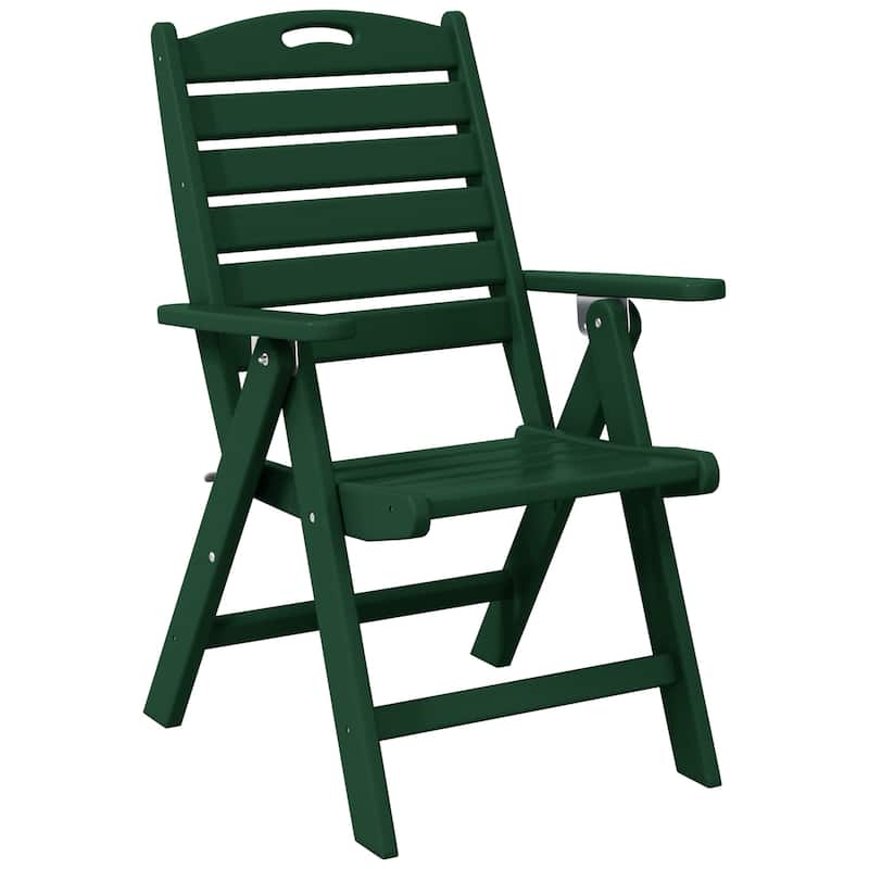 Laguna Foldable Highback Patio Dining Chair with Adjustable Recline Feature - Dark Green