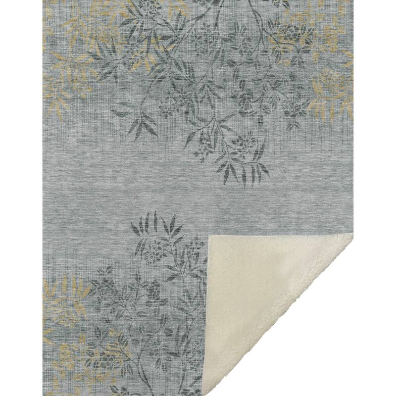 Premium Machine Washable Modern Floral Sherpa Throw Blanket