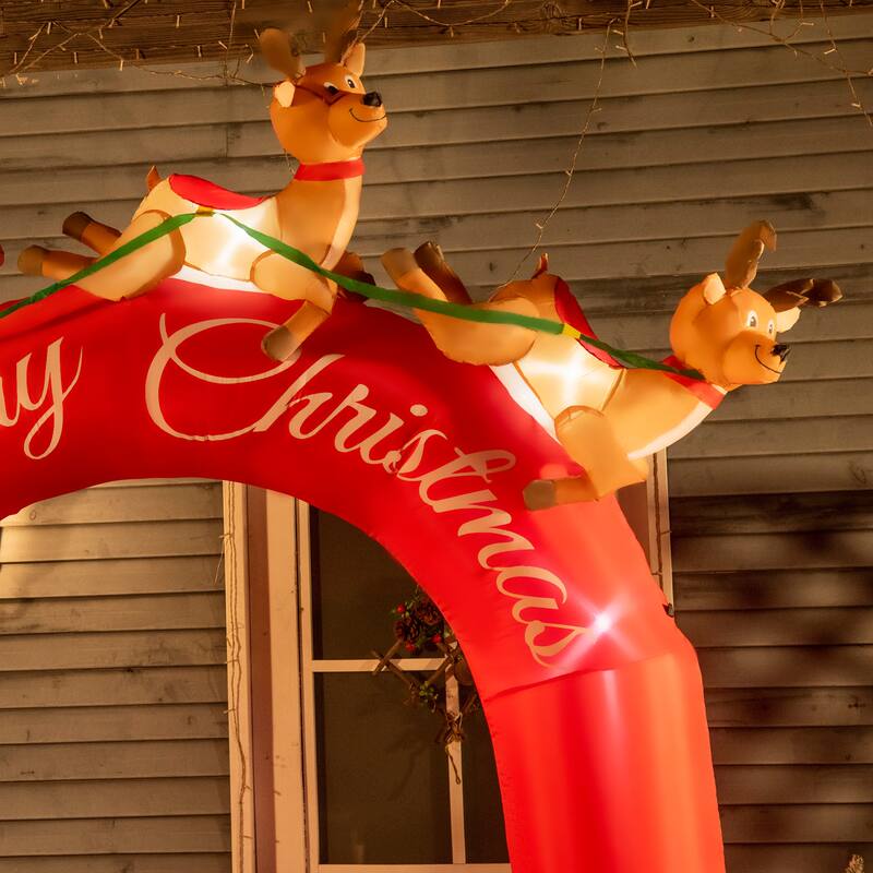 Outsunny 9ft Inflatable Christmas Arch with Santa Claus, Blow-Up LED Display