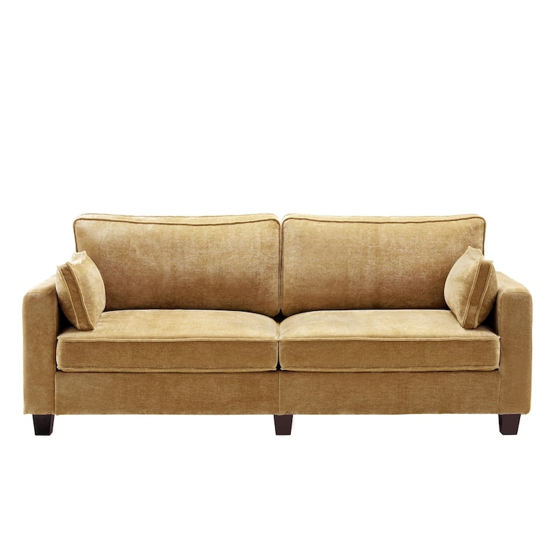 81" Modern Corduroy 3 Seater Sofa, Polyester Rectangle Upholstered Sofa with Wood Base for Living Room - 81"W X 33"D X 26"H