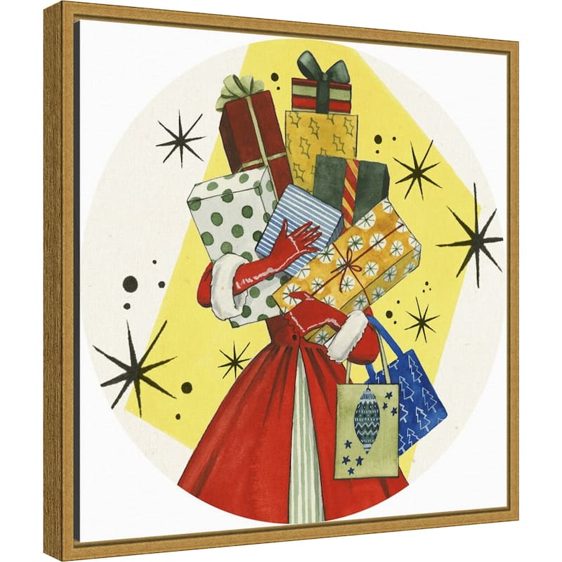 Vintage Christmas Gifts by Grace Popp Framed Canvas Art