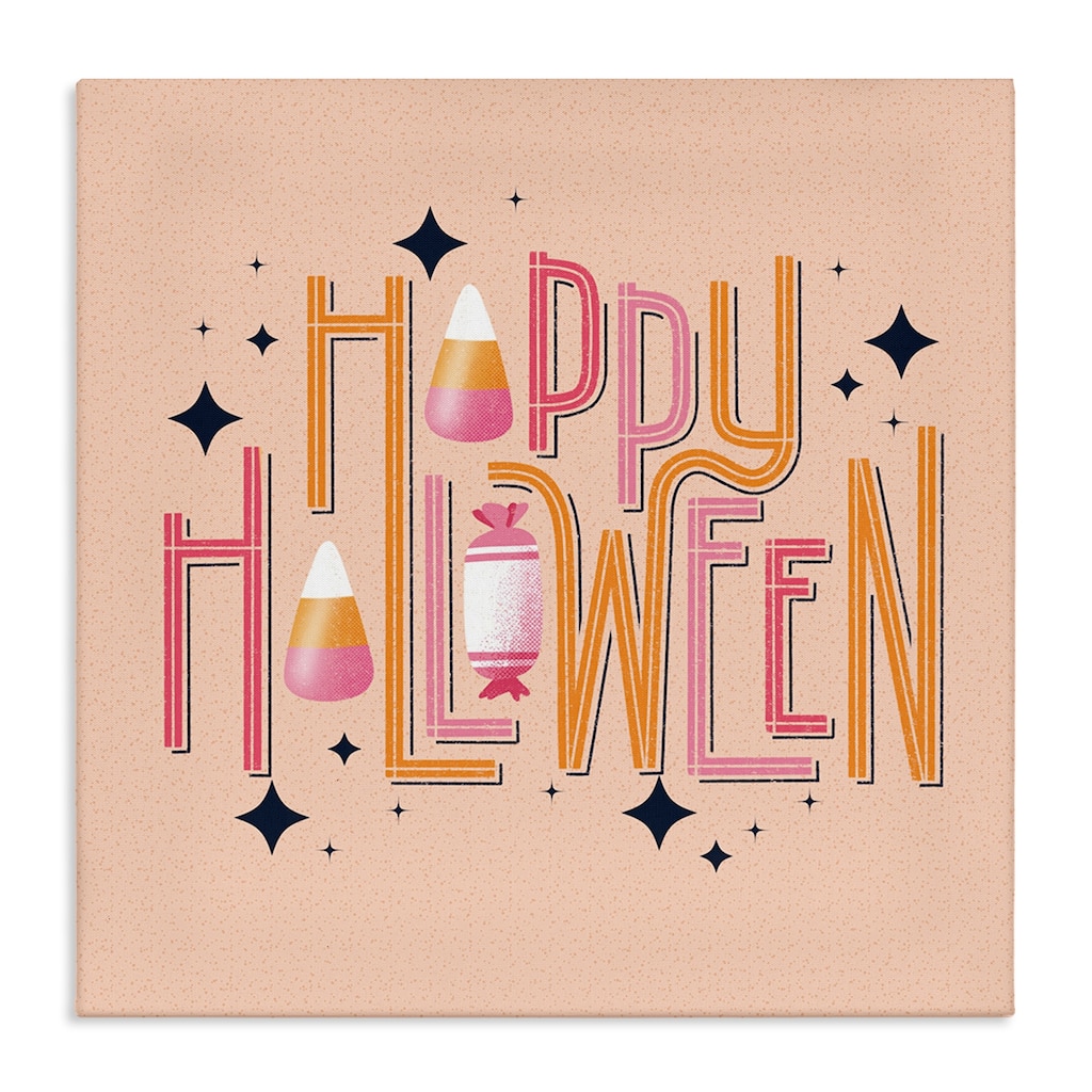 Stupell Happy Halloween with Candy Canvas Wall Art Design By Sarah Hickman