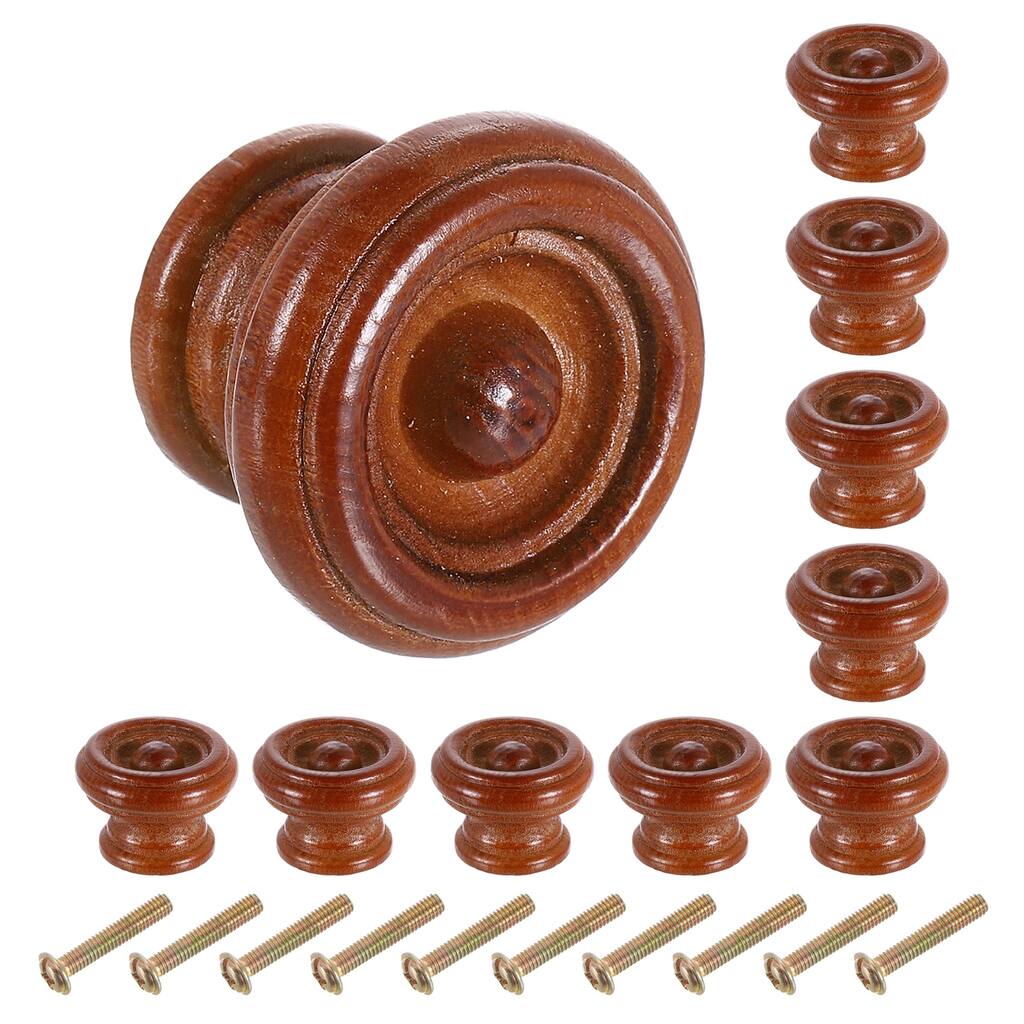 10pcs Wooden Knobs, Round Cabinet Knobs Single Hole Pull Handles