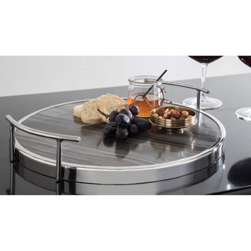 Kate and Laurel Marbury Round Metal Tray