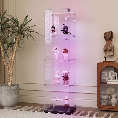 Tempered Glass Display Cabinet,Wine Cabinet, Storage Cabinet,File Cabinet, Bluetooth LED Light Strip,with Door Lock