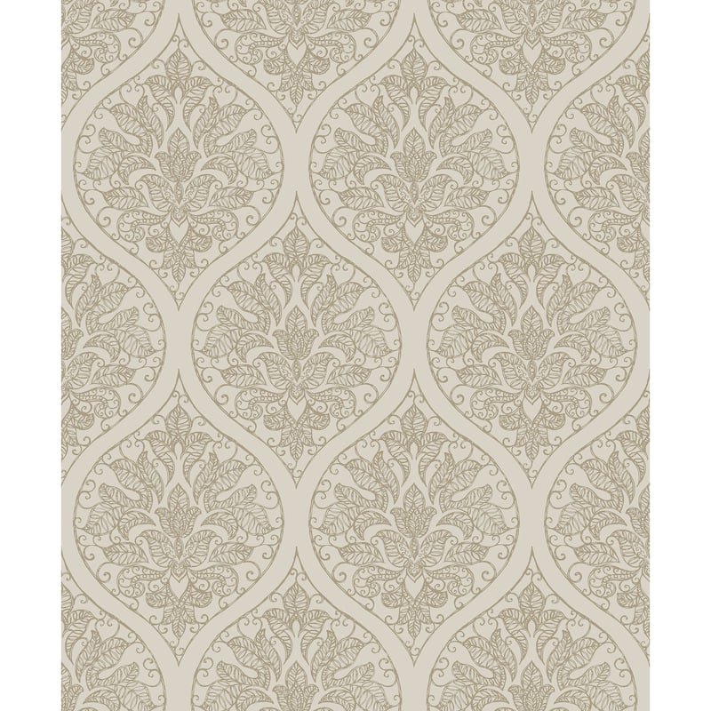 Galerie Wallcoverings Emporium 3D Embossed Ogee Damask Non-woven Metallic Wallpaper Roll - 33 feet x 21 inches - Gold