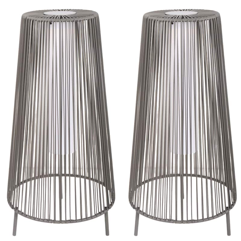 2 Pack Outdoor Waterproof Rattan Solar Light - Charcoal-2Pack