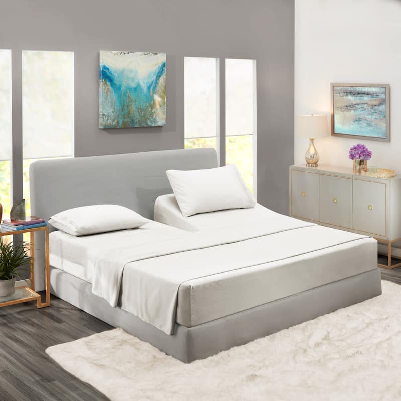 Empyrean Hotel Luxury 6 Piece Sheet Set - Super Soft Bedding Sheets & Pillowcases - Flex Top King - White