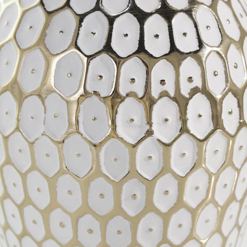 Metal Geometric Geometric Dot Decorative Vase with White Accents - Gold - Roche River Decor