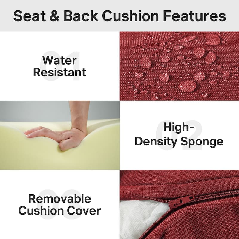 22" W x 24" D x 6" T Water & Fade Resistant Outdoor Lounge Chair Replacement Cushion Set