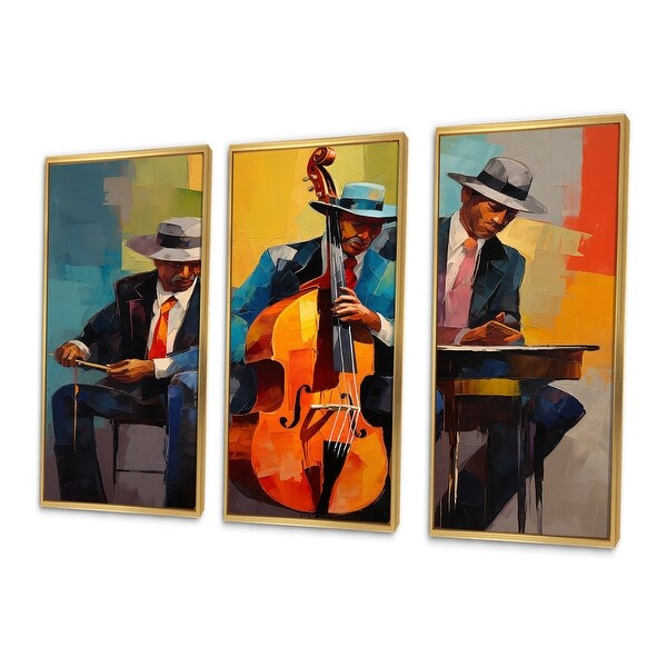 Designart - Jazz Trio With Hats Retro Groovy - Musician Wall Art