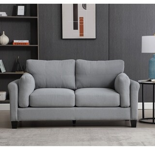 Modern Linen Upholstered Loveseat, small Sofa for Living Room ...