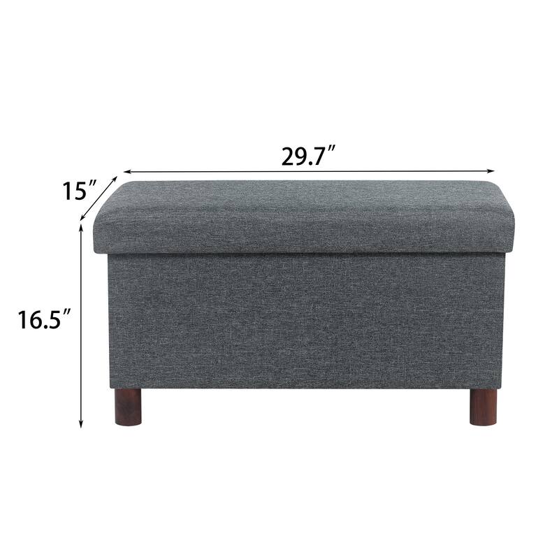 Adeco 30 Inches Storage Ottoman Bench for Living Room