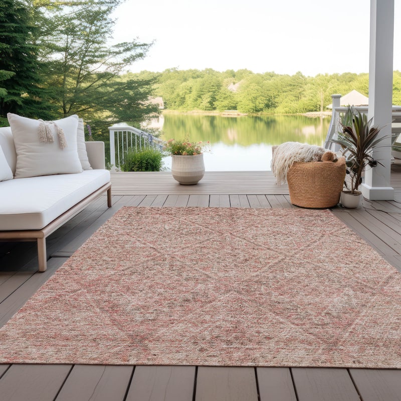 Machine Washable Indoor/ Outdoor Moroccan Boho Chantille Rug